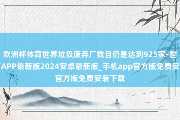 欧洲杯体育世界垃圾废弃厂数目仍是达到925家-世博体育APP最新版2024安卓最新版_手机app官方版免费安装下载